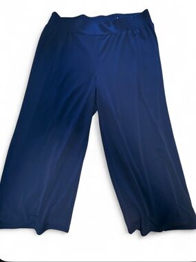 Navy Wide-Leg Pull-On Pants